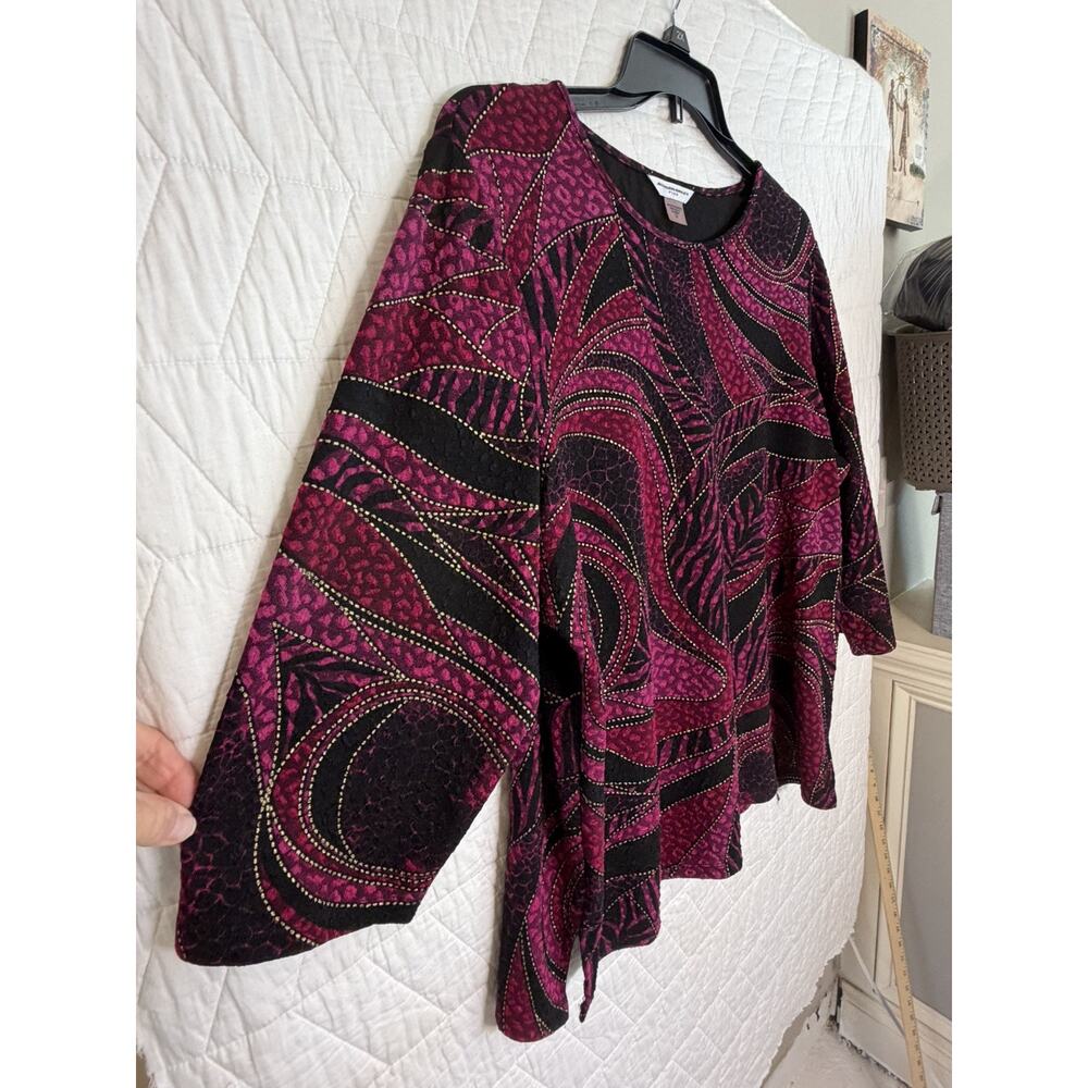 Allison Daley Women’s 1X Plus red black gold blouse Top 3/4 Sleeve - Picture 5 of 6